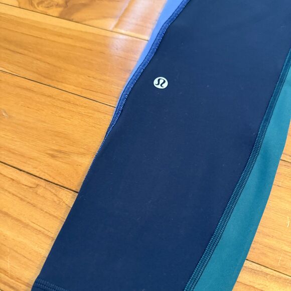 Women Wunder Train High-Rise Tight 25" Colour Block Black Blue Green Size 8 - Picture 6 of 10